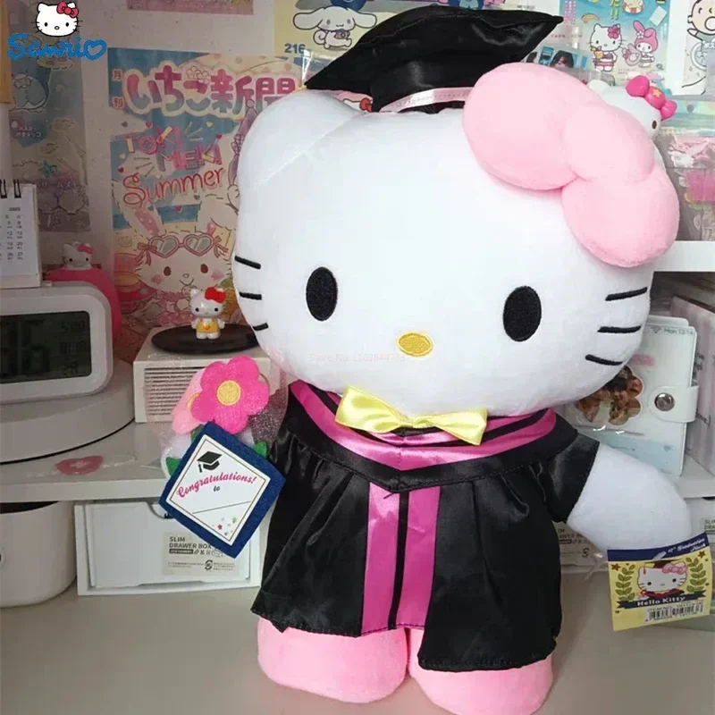 35cm Kawaii Sanrio Hobby My Melody Kuromi Cinnamoroll Hello Kitty Graduation Large Plush Doll Toy Sofa Pillow Kids Gifts