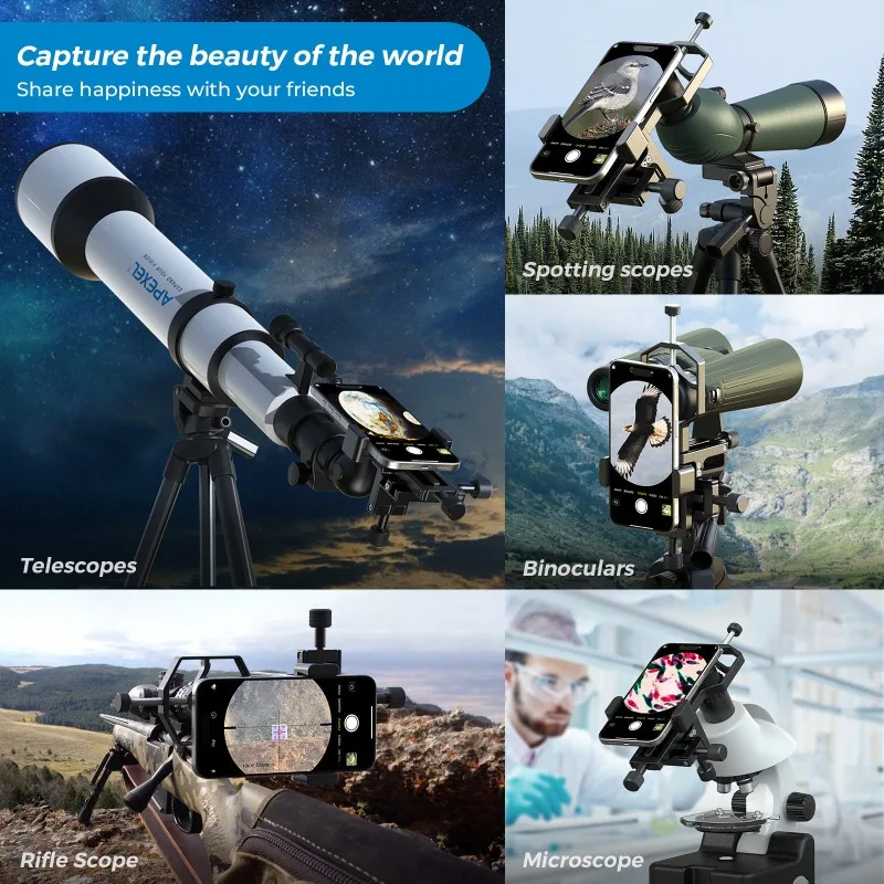 Aluminum alloy mobile phone clip, single barrel, binocular astronomical telescope, eyepiece connector, fixed shooting stand