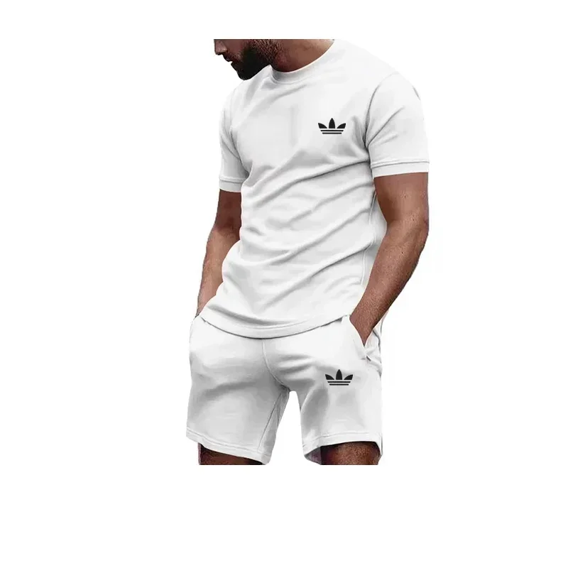 Sports fitness running casual quick drying short sleeve shorts set men 2025 summer sportswear men fashion two-piece set