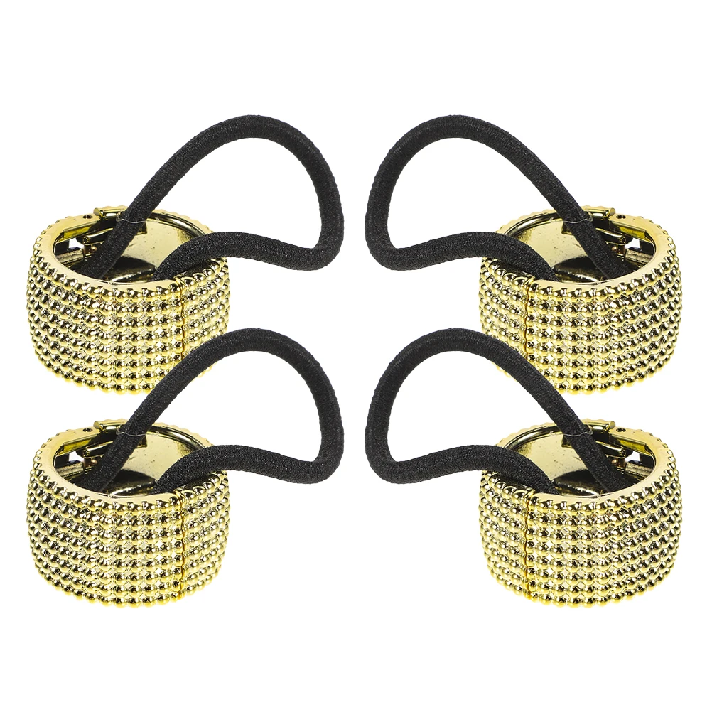 

4pcs Ponytail Holder Cuffs Hair Ties Black Plastic Holder Elastic Scrunchies Women Accessories Thick Thin Hair
