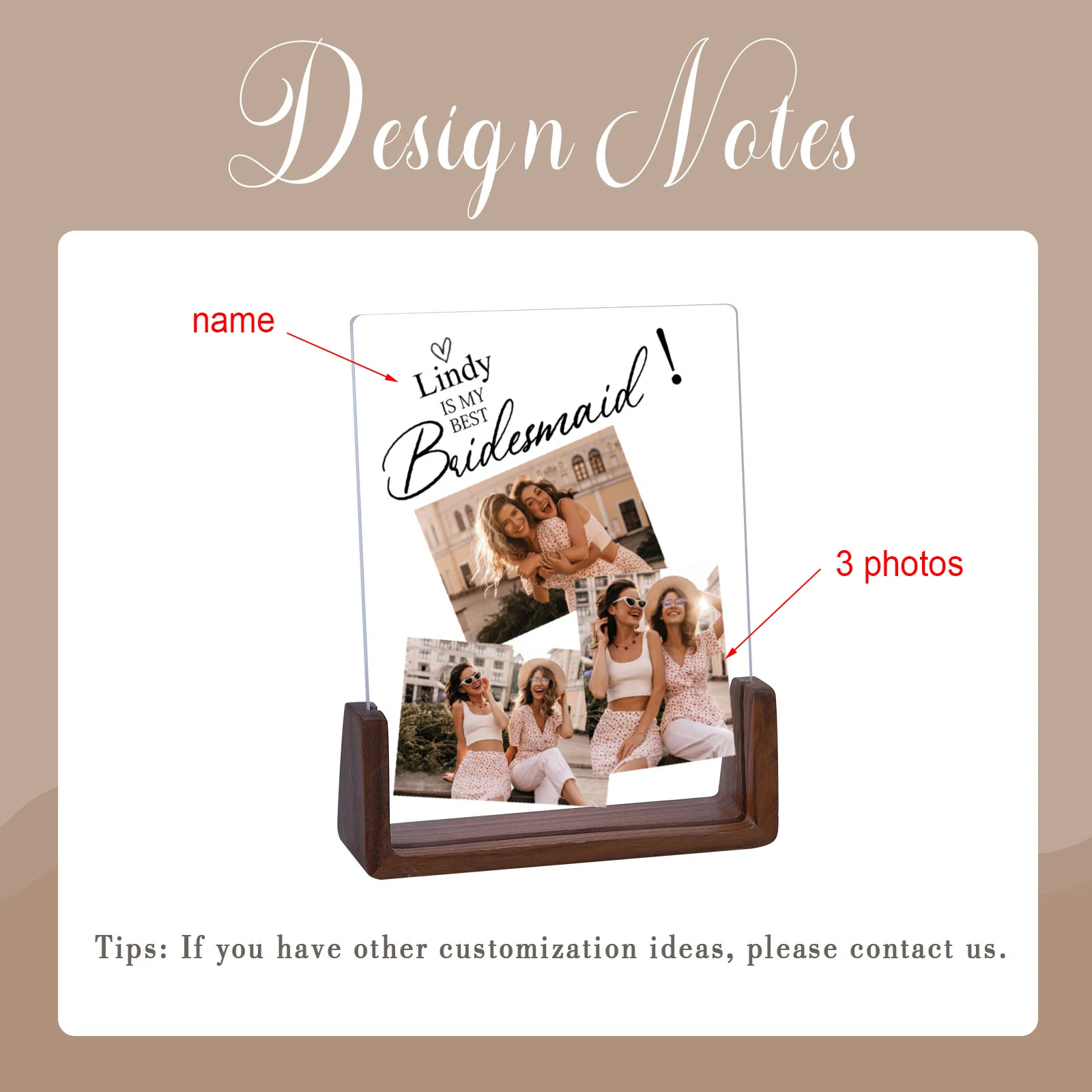 Customize 3 Photos Bridesmaid Picture Frame Wedding Gift for Best Friend Bestie Sisters Personalised Friendship Gift Photo Frame