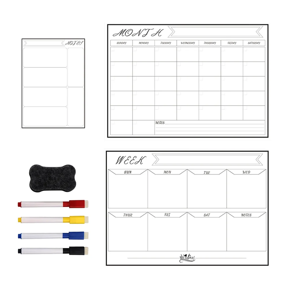 1 set Magnetic Message Board For Refrigerator Reusable Pet Whiteboard Planner Calendar Monthly Schedule Board Notepad For Home