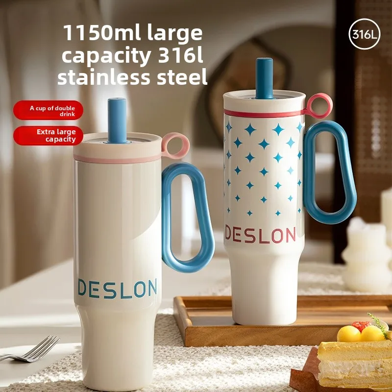 

Deslon Big Size Insulated Water Bottle for Women St Ice King Cup Portable Stainl Steel 304 Inner Lid pe Beverage Cont...