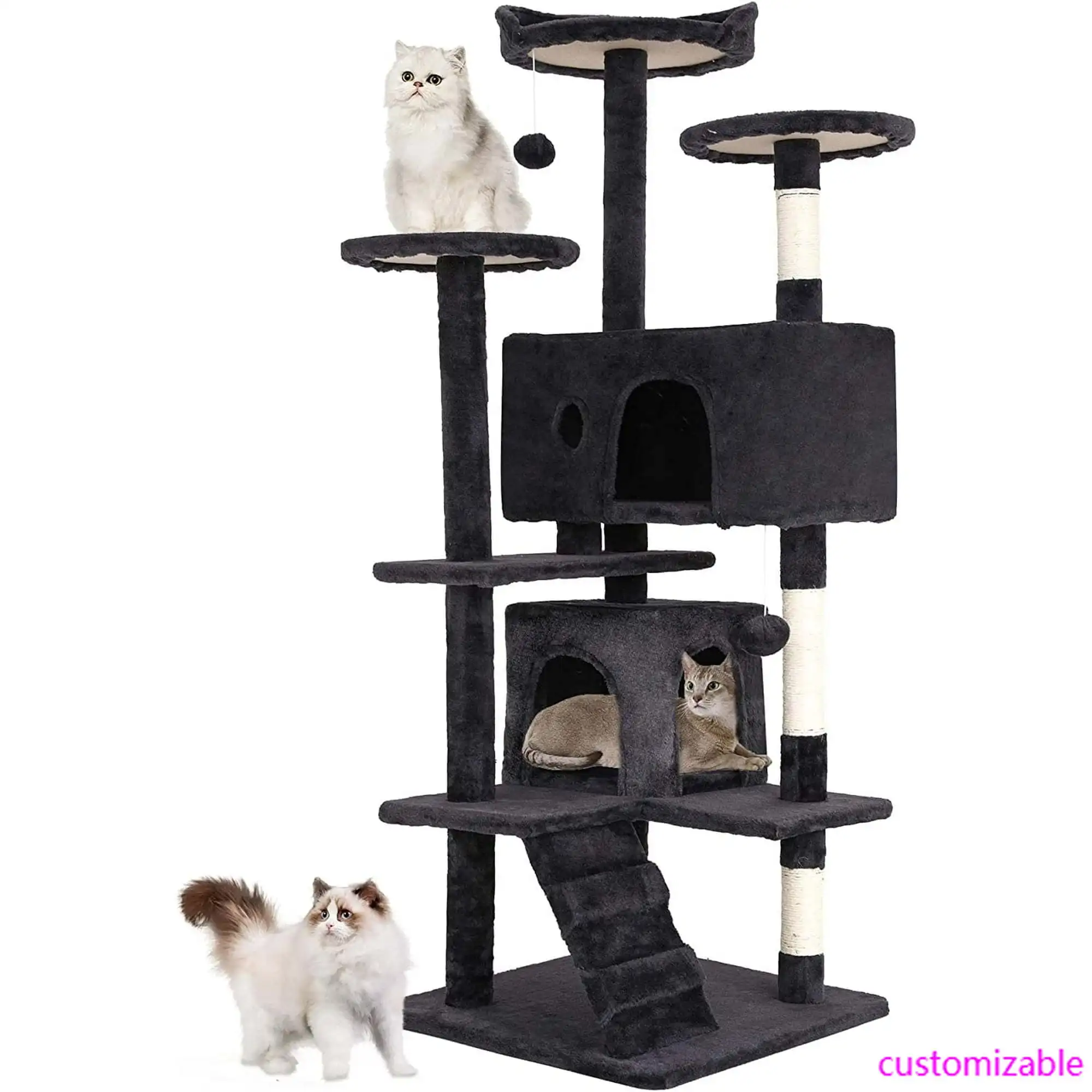 54in-cat-tree-tower-scratch-posts-condo-toys-dark-gray-perfect-for-active-cats