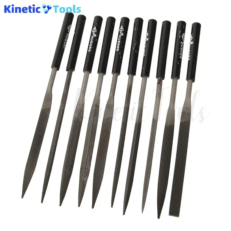 10 قطع من مجموعة الملفات الصغيرة المختلطة مقبض بلاستيكي تشكيل مثلث تلميع ملف فولاذي معدني ملف مسطح مجموعة أدوات يدوية #2