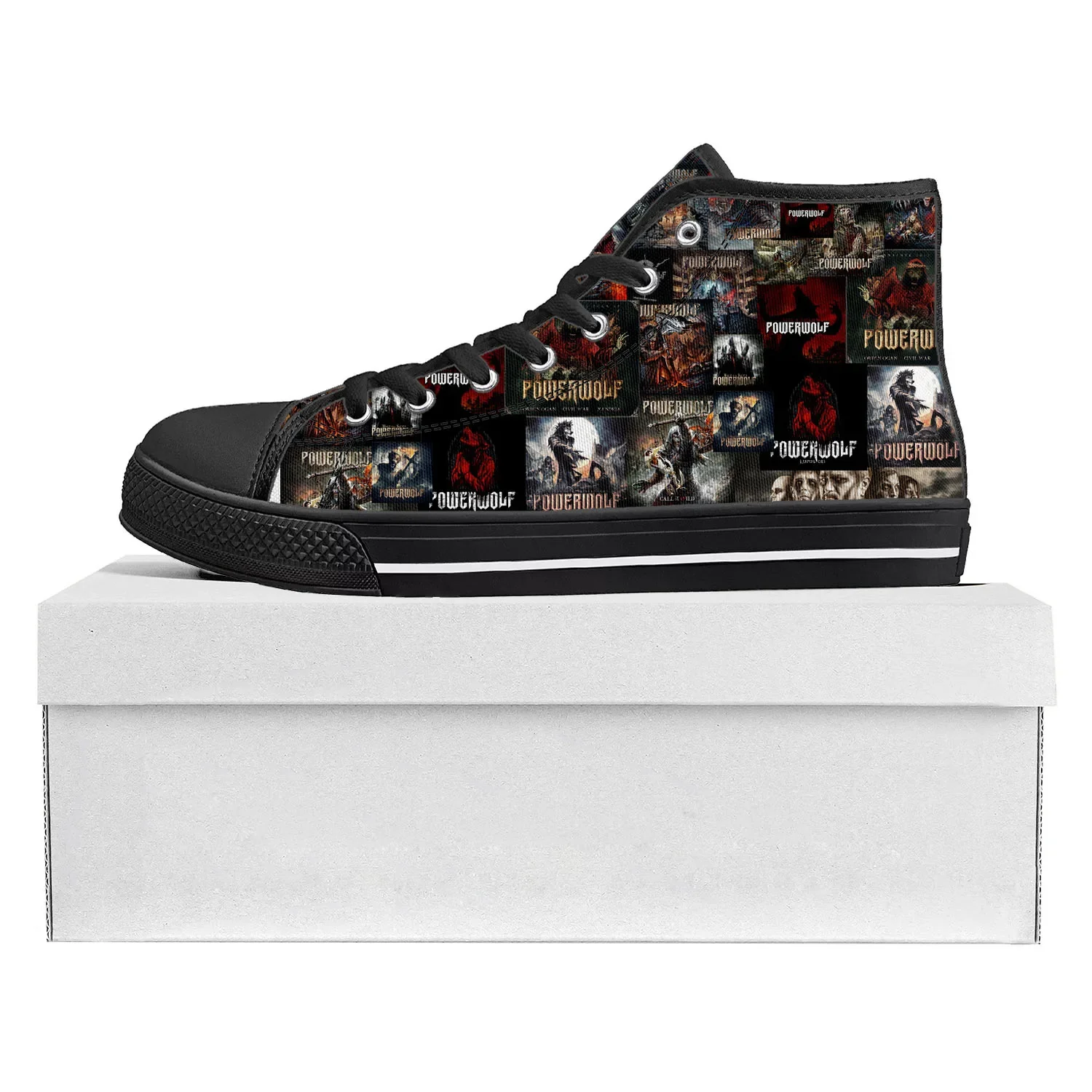 Power Metal Powerwolf Rock Band High Top High Quality Sneakers Mens Womens Teenager Canvas Sneaker Couple Shoe Custom Shoe Black