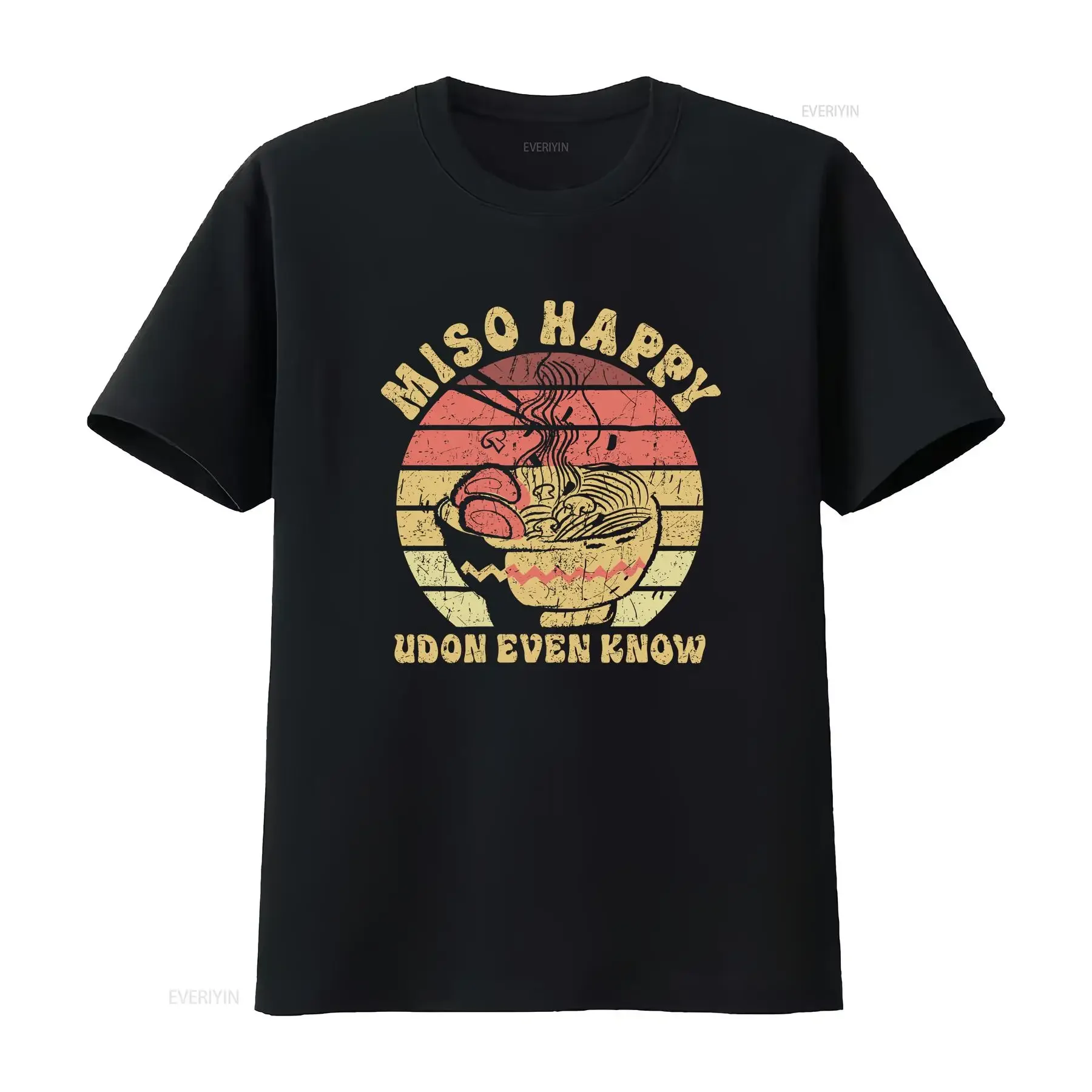 Camiseta Miso Happy Udon Even Know, cocina de fideos japoneses, sopa Ramen para amantes de los alimentos, ropa informal vintage lavada, moda gráfica