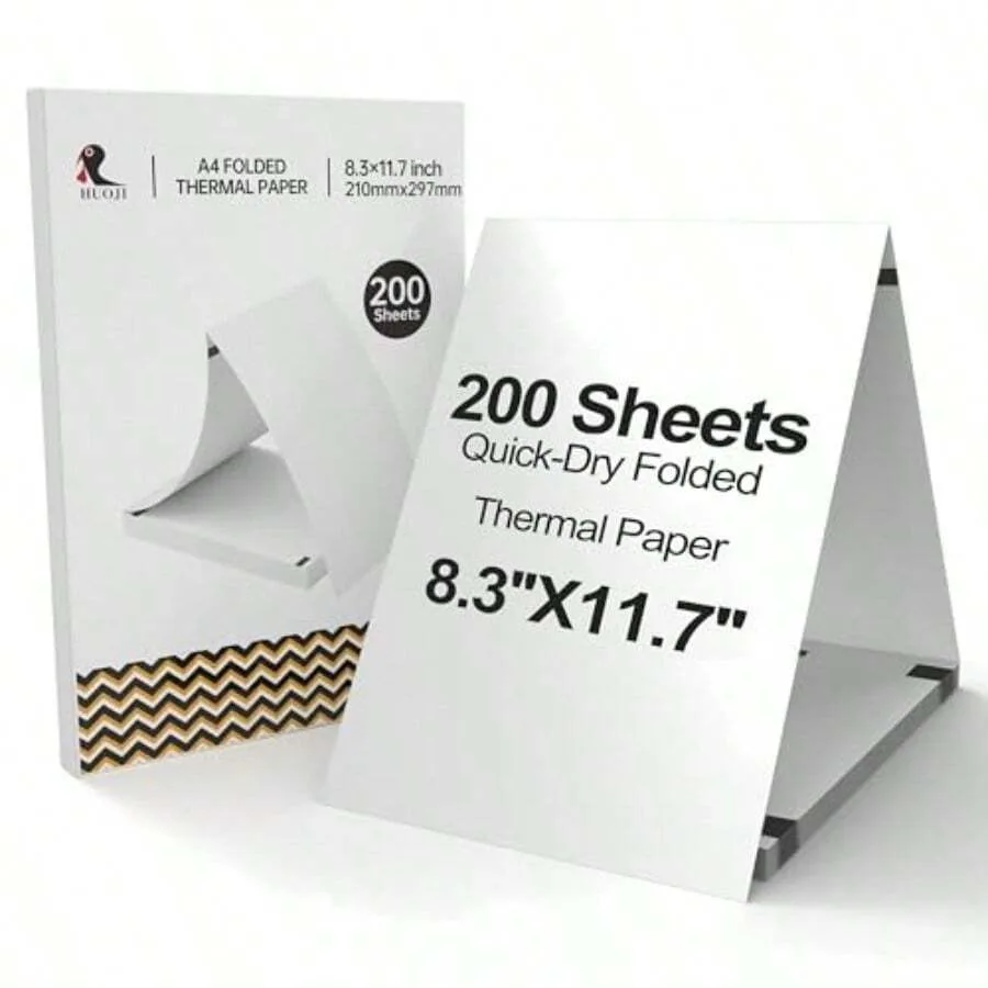 

200 Sheets A4 Thermal Paper, 8.3x11.7 Thermal Printer Paper, Compatible With A285M/MT800/MT800Q/M08F/M834 Portable Thermal Prin