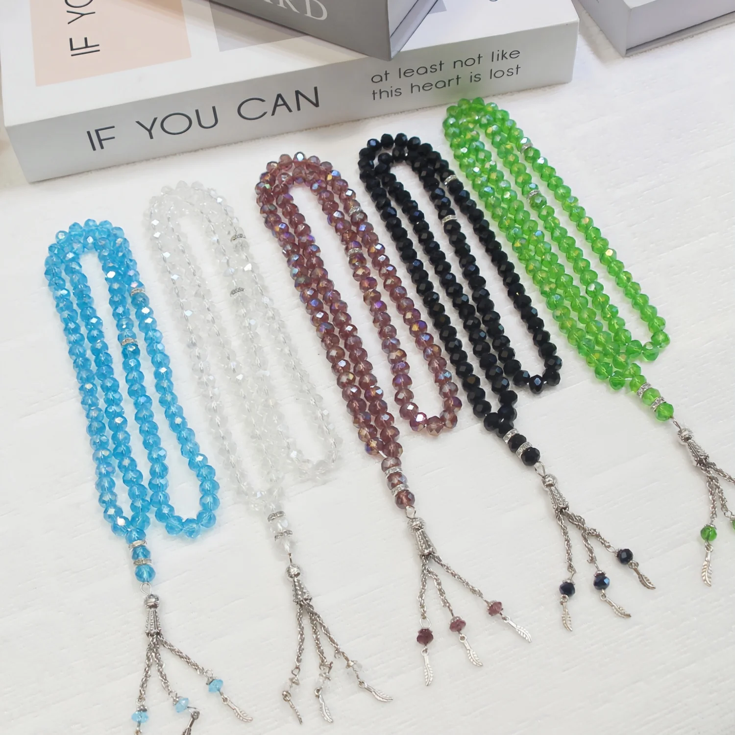 8mm Crystal 99‑Bead Long Prayer Beads, Dual‑Use for Wrist Wrapping, Durable Prayer Beads for Frequent Home Recitation