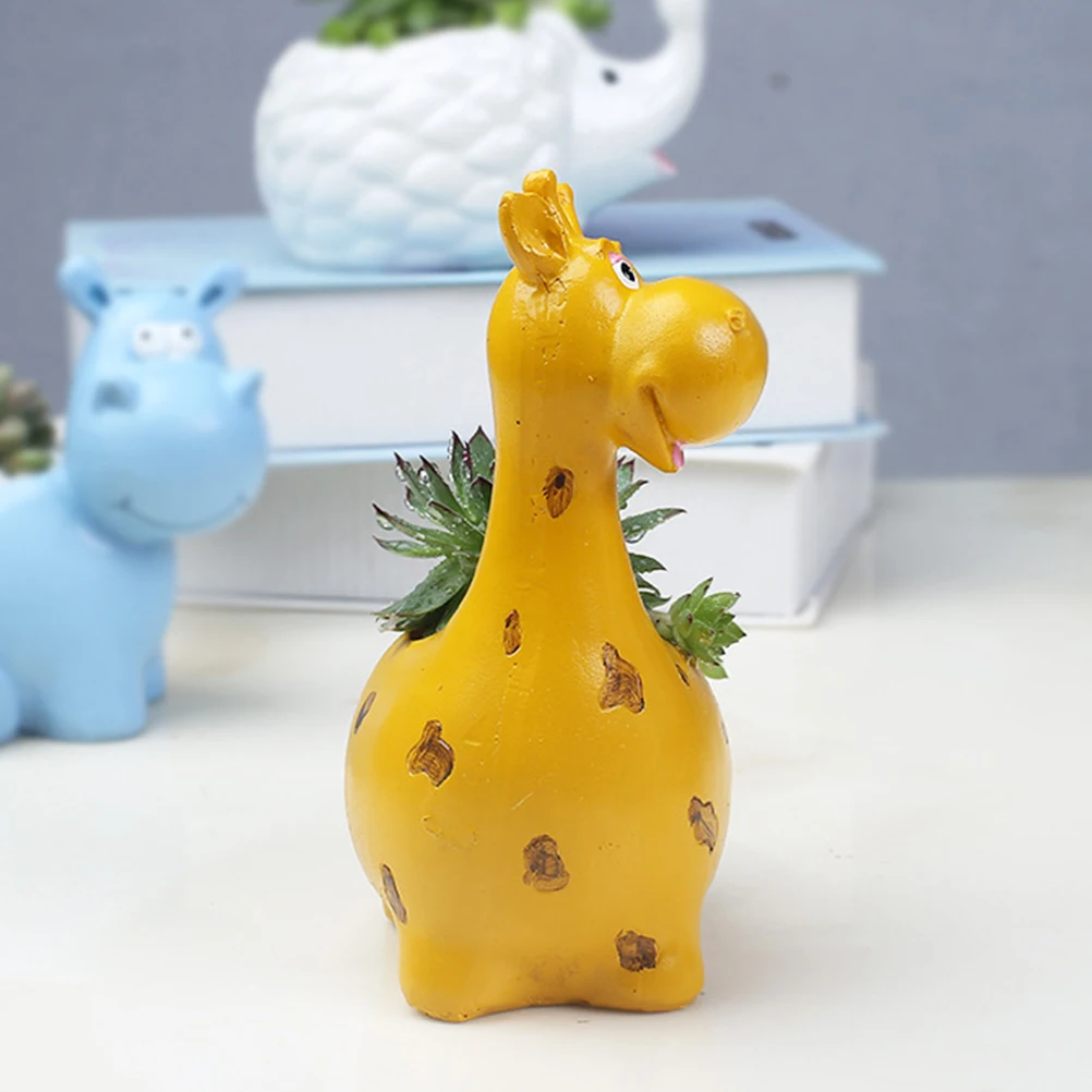 

Giraffe Flower Pot Resin Animal Planter Succulents Cactus Cartoon Flowerpot for Garden Decoration Home Office