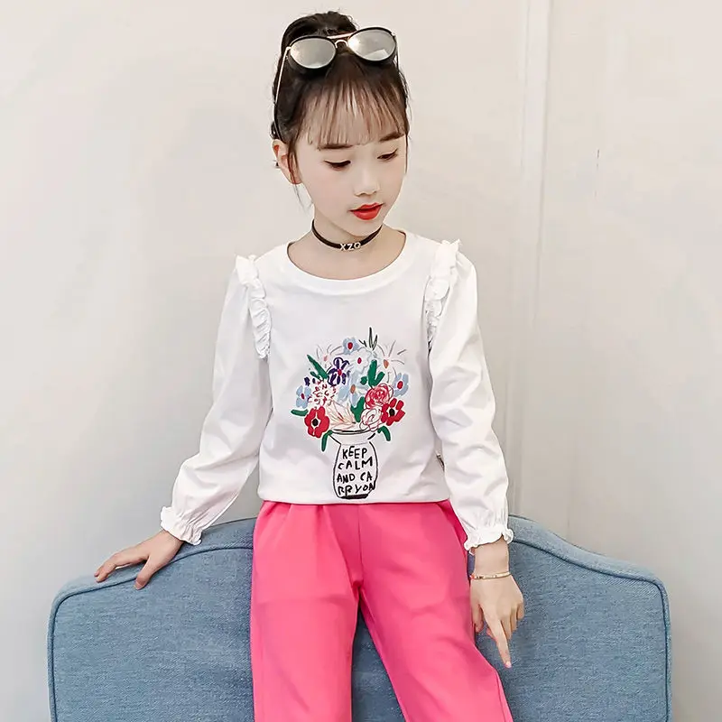 

Girls Long Sve Cotton T-irt Cartoon Base Layer irt Spring Autumn Faionable Kids Clothing Pure Cotton Top for Girls