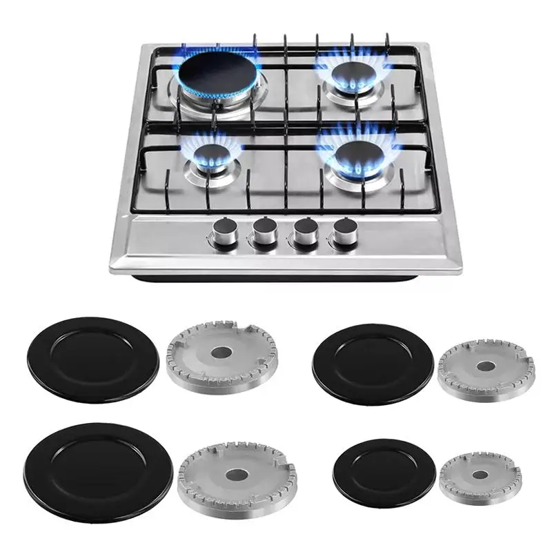 Gas Stove Burner Caps Scratch Resistant Durable 4/8 Pcs Gas Hob Burner Crown for Daily Cooking Repair Use