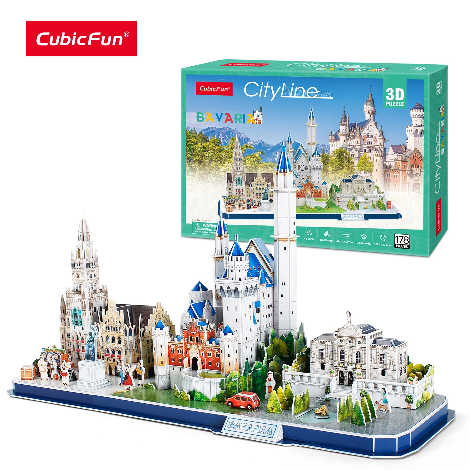 CubicFun 3D Puzzle Bavaria Cityline Building Model Kits Neuschwanstein Castle New Town Hall Linderhof Jigsaw for Adults Kids