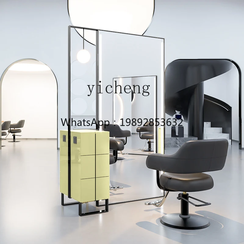 CC  High-end hair salon with lamp, mirror table, Internet celebrity haircut, haircut shop, mirror cabinet integrated