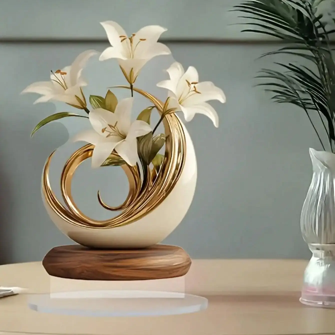 1 Stück Lilienblumen-Statue als Tischdekoration, geeignet für Wohnzimmer- und Bürodekoration, Valentinstag-Partygeschenke