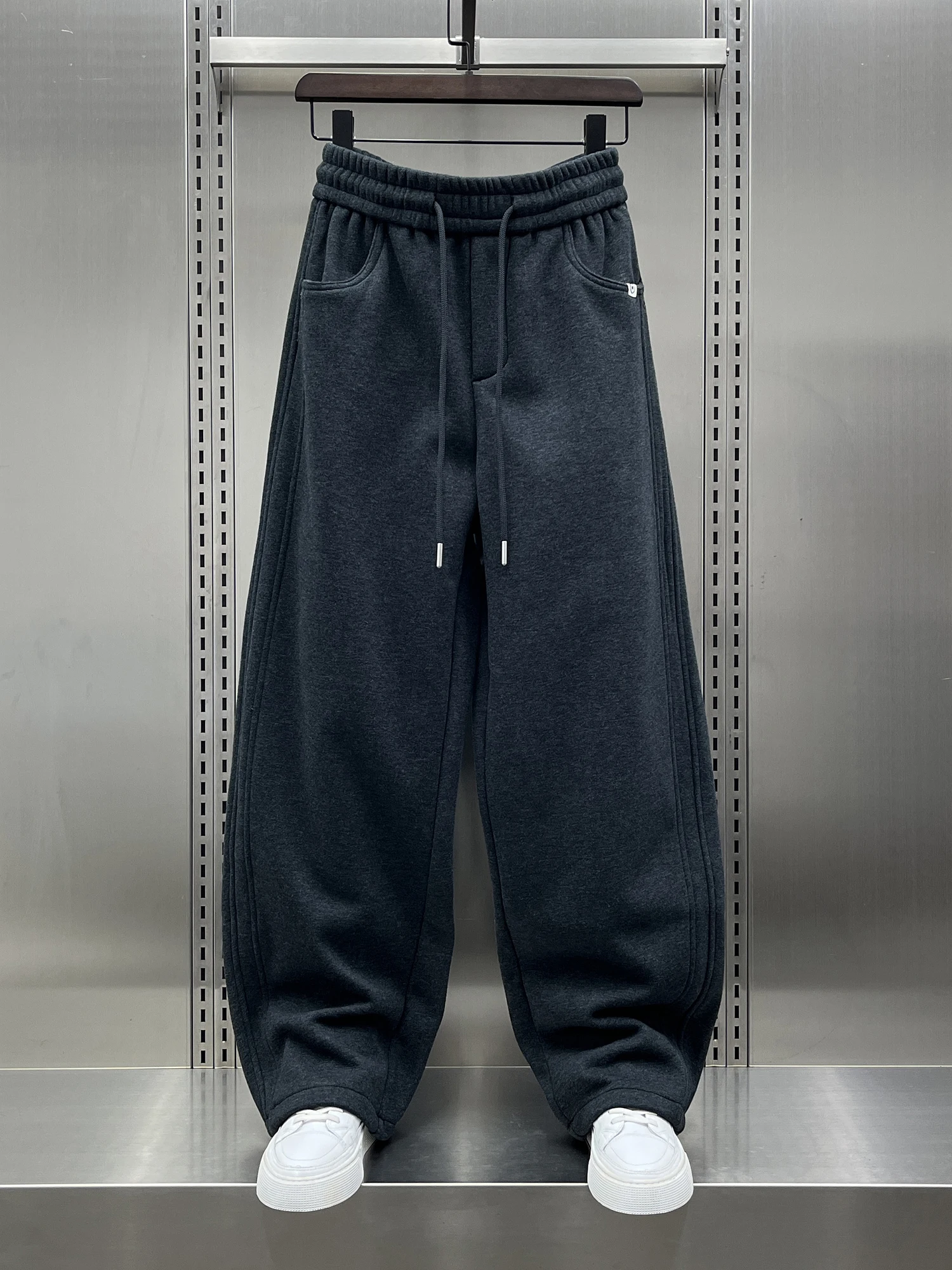 

Men's Fce Lined Thiened Casual Sports Pants Loose Fit Color Versatile Comfortable Winter Faion Trendy Straight Leg