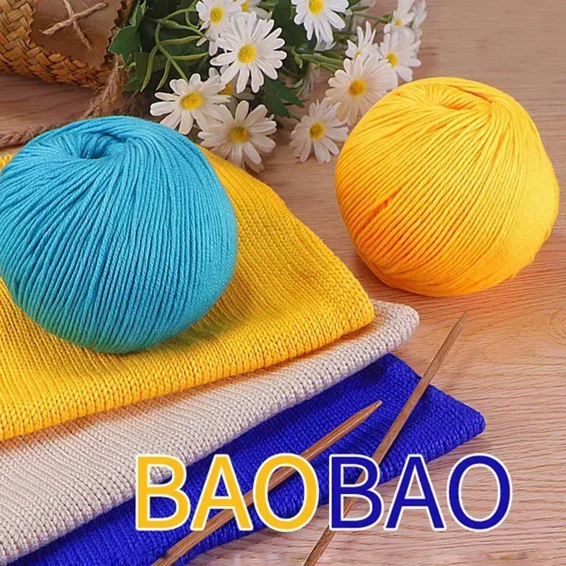 1pc 50g Yarn Silk Cotton Yarn for Crochet Yarn for Knitting Doll Hilo 132 Meters Hand Knitting Dyed