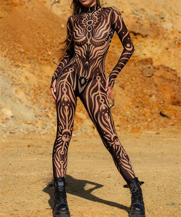 3D-Druck Cyberpunk Damen Strumpfhose Jumpsuit Halloween Feiertagsparty Cosplay Kostüm Elastische Bodysuits Rompers Damen Zentai – Detail 2