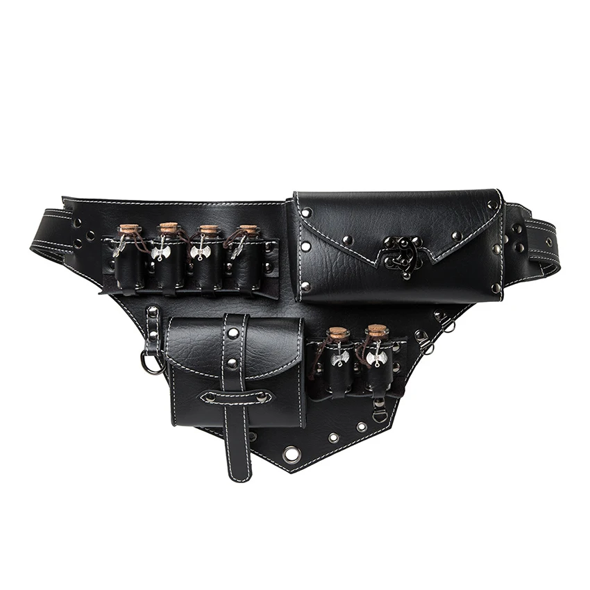 Medievale Steampunk Fanny Pack Alchemy Bag Messenger Donna Uomo Cintura in vita Moto Gotico Vintage Steampunk Borsa in pelle PU