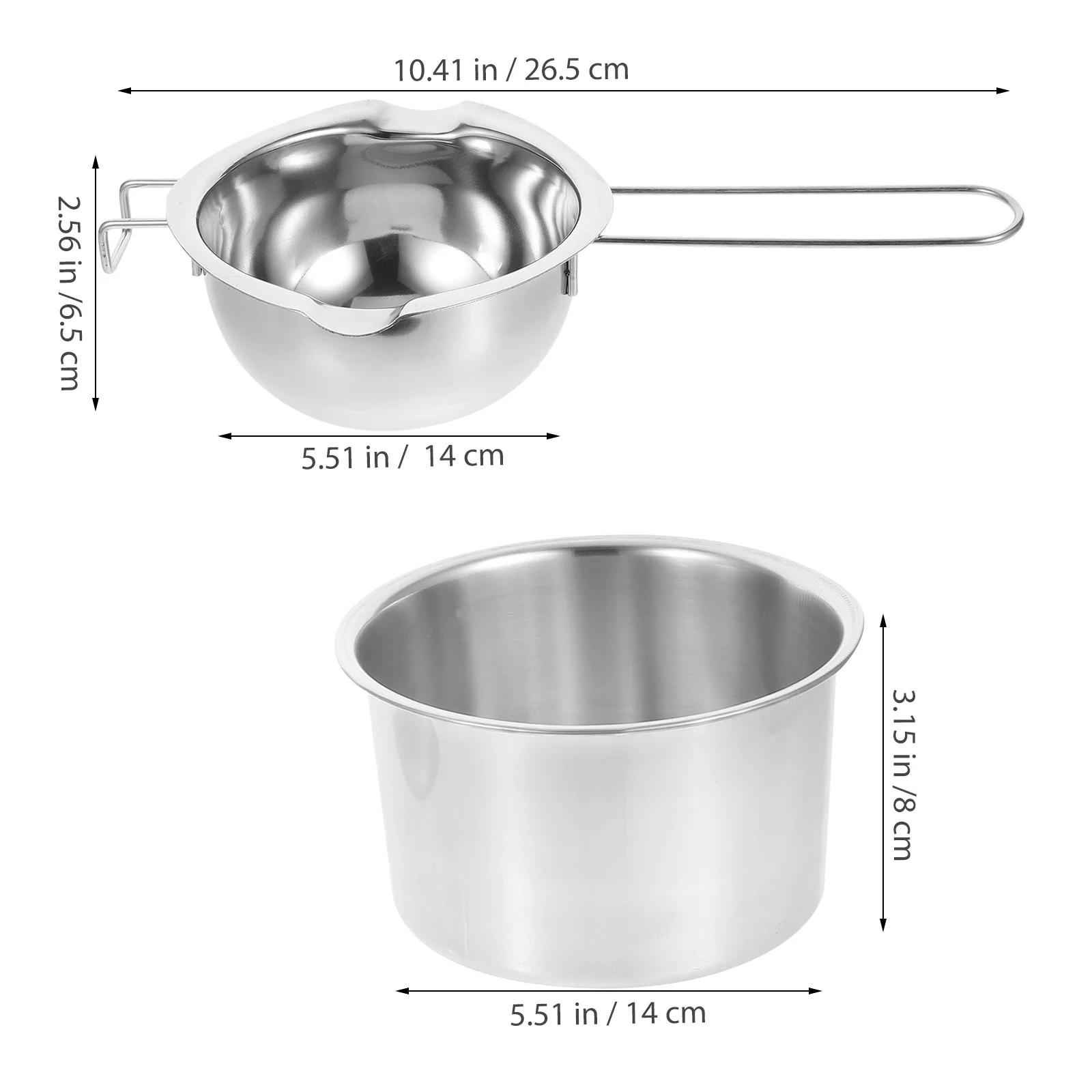 

2Pcs Wax Melting Pot Kit Stainless Steel Making Supplies DIY Melter Set for Scented Wax Long Handle Melt Pan