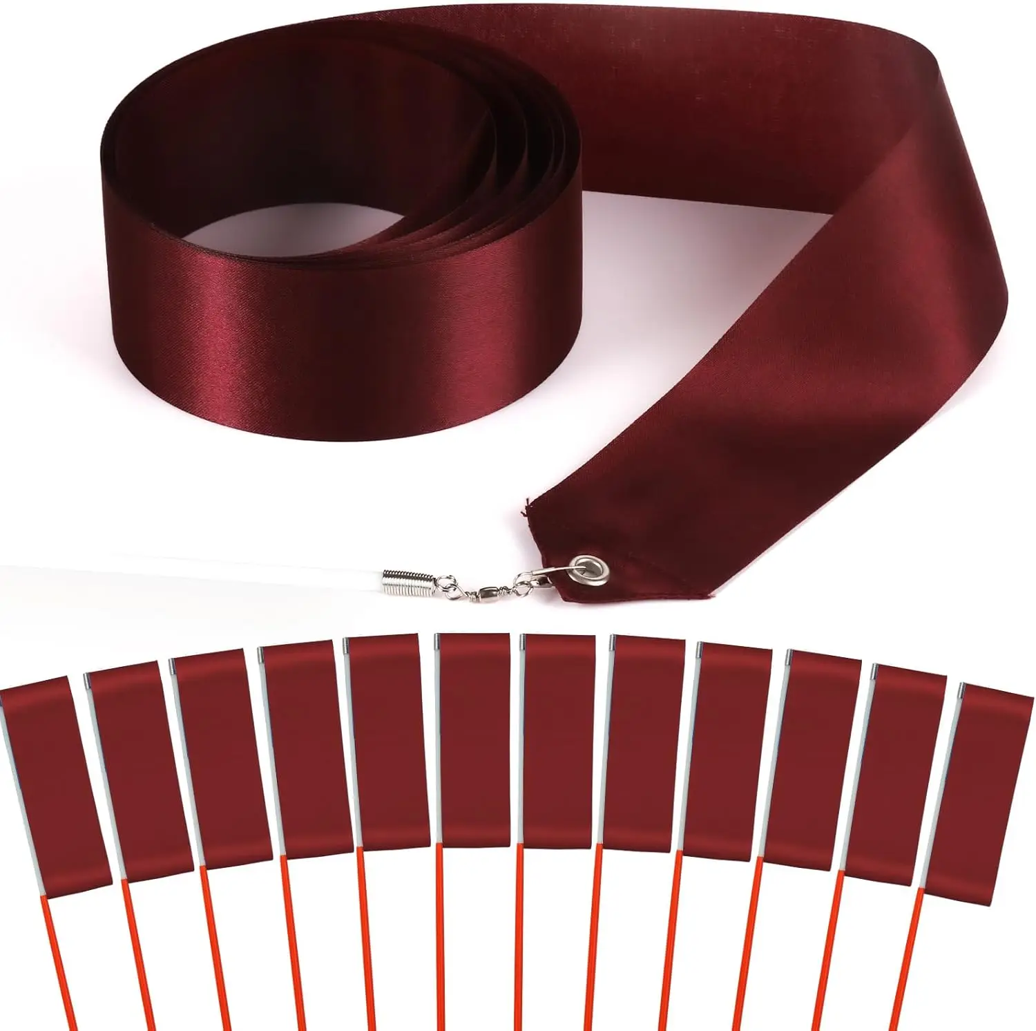 

12 шт., бордовая танцевальная лента для детей, выпускной вечер, стример, украшение для мальчиков и девочек, вращающаяся лента, стримерные палочки