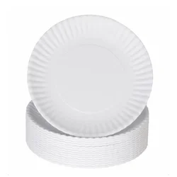 50/100Pcs 6inch Disposable Paper Plate Round Cake Dessert Snack Tray For Birthday Wedding Xmas BBQ Party Kids Painting Plates