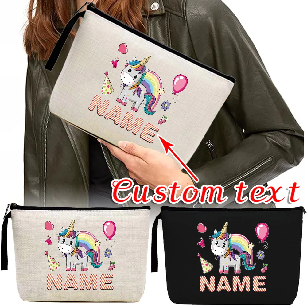 

Customized Name Makeup Bag Portable Makeup Bag Convenient Travel Makeup Bag Women's Canvas Handbag Cartoon Series