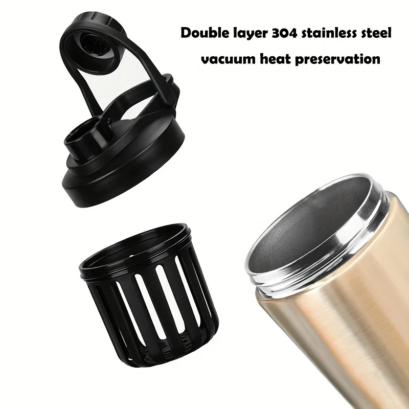 携帯用25オンスステンレス鋼シェーカーボトル、ジムフィットネスプロテイン二重壁真空断熱シェーカーボトル（スポーツ用）