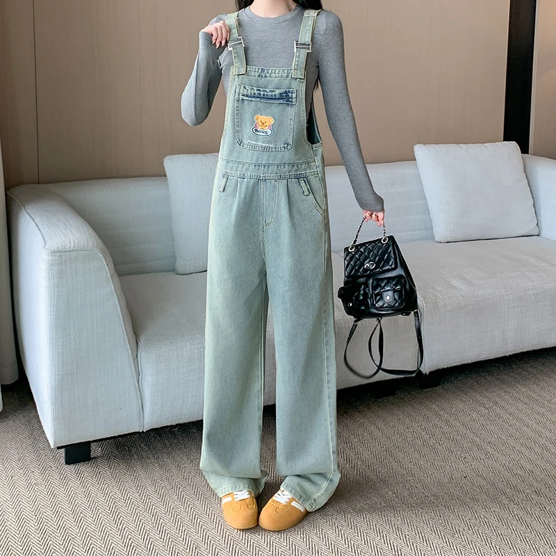 

Милые свободные повседневные джинсовые комбинезоны в стиле ретро, женские осенне-зимние новые длинные леггинсы с высокой талией, удобные утягивающие леггинсы