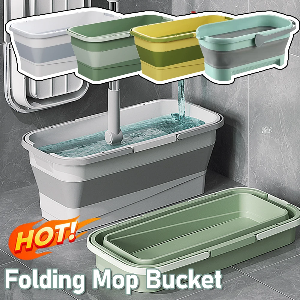 Foldable Mop Bucket Laundry Barrel Rectangular Large Washing Basin Space-Saving Reusable Household Cleaning Bathroom Accessory