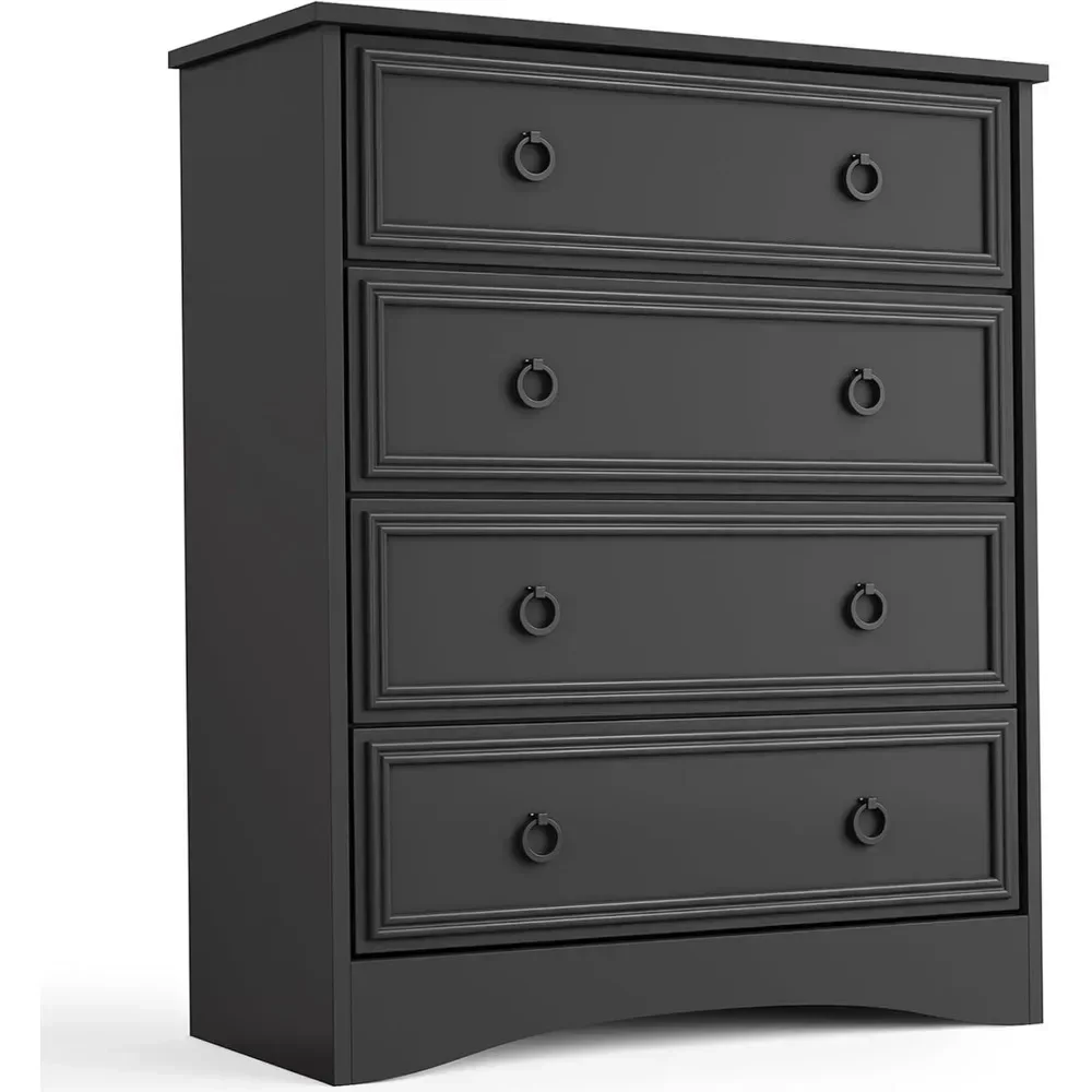 Modern 4 Drawer Dresser, Dressers for Bedroom, Tall Chest of Drawers Closet Organizers and Storage for Clothes -Easy Pull Handle