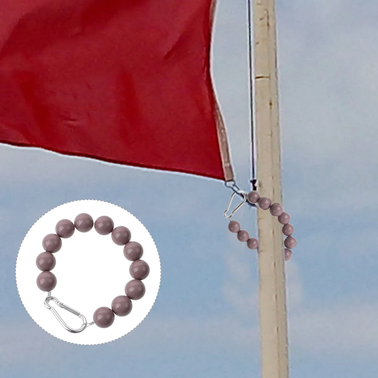 

2Pcs Flagpole Retainer Rings Durable Plastic Iron Weighted Beads Flag Pole Windproof Guide Chain Accessories Flag Pole Rings