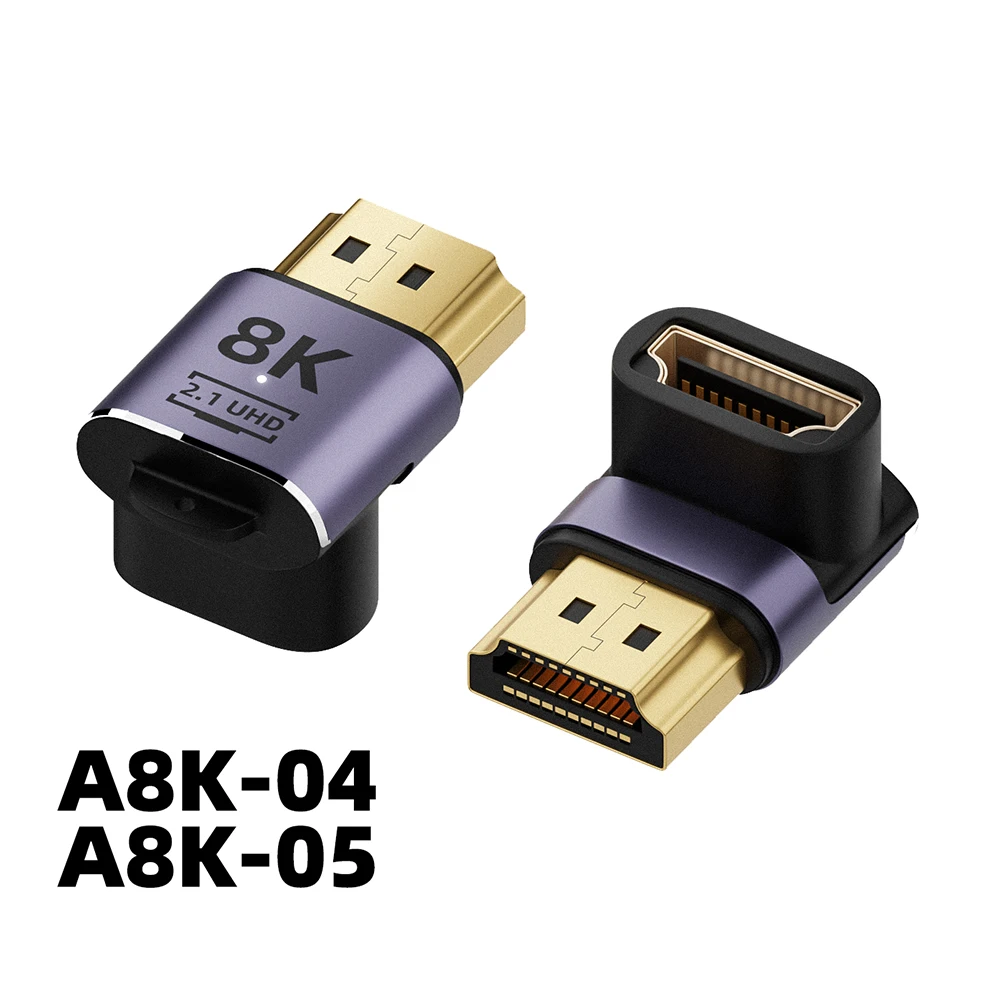 Kabel 2.1 8K kompatybilny z HDMI Adapter złącza 270 kąt 90 stopni 2 sztuki konwertery męskie na żeńskie Adapter kablowy przedłużacz