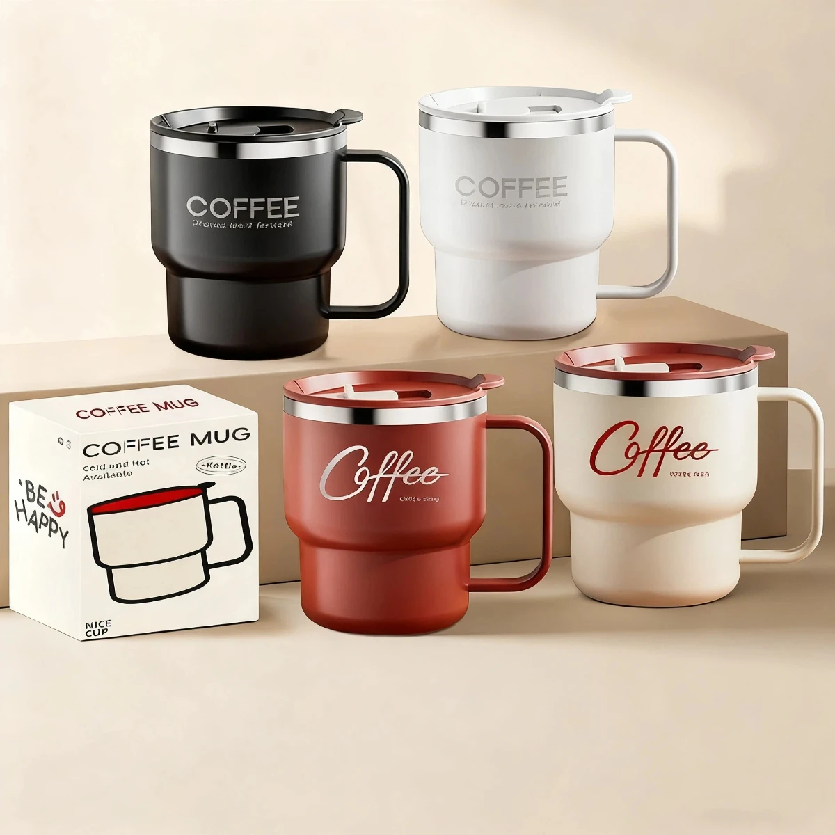 WORTHBUY Taza de café con aislamiento portátil, taza de café con leche de doble capa de acero inoxidable 304, taza para beber agua fría y caliente sellada