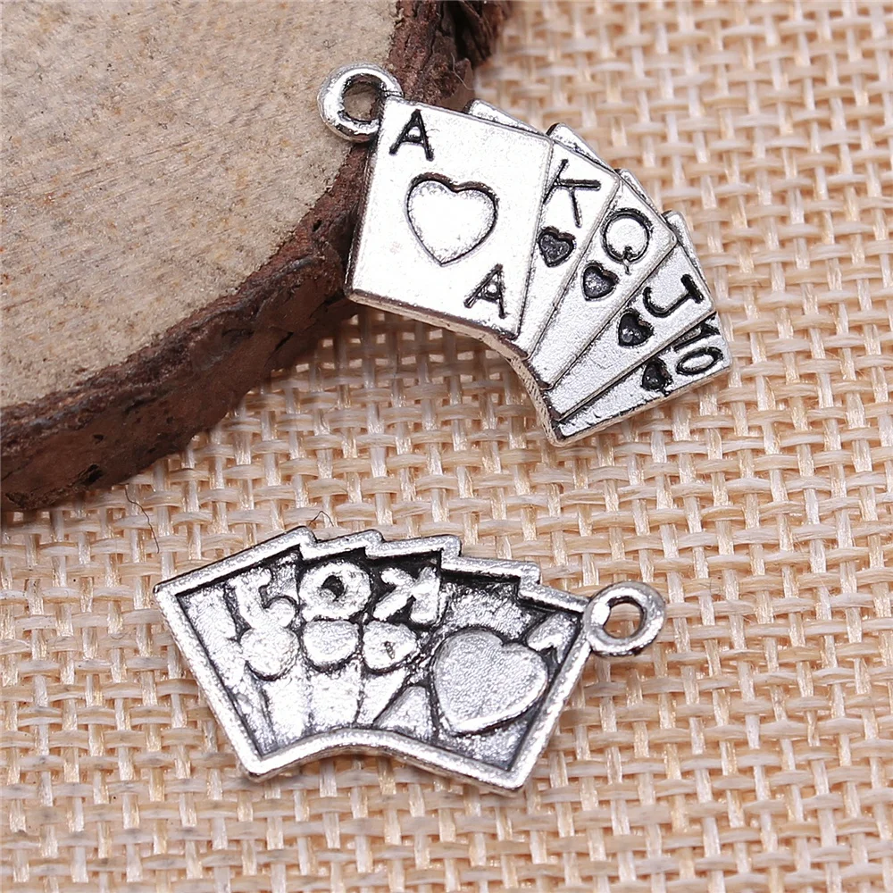 WYSIWYG 10pcs 24x13mm Pendant Poker Cards Poker Cards Charm Pendants For Jewelry Making Poker Cards Pendants