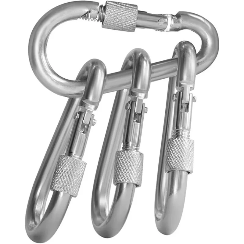 4 Pack Stainless Steel Solid Metal Pear-shaped Buckle 500lbs Screw Gate Lock Outdoor Camping Quick Connection Backpacks Buckle