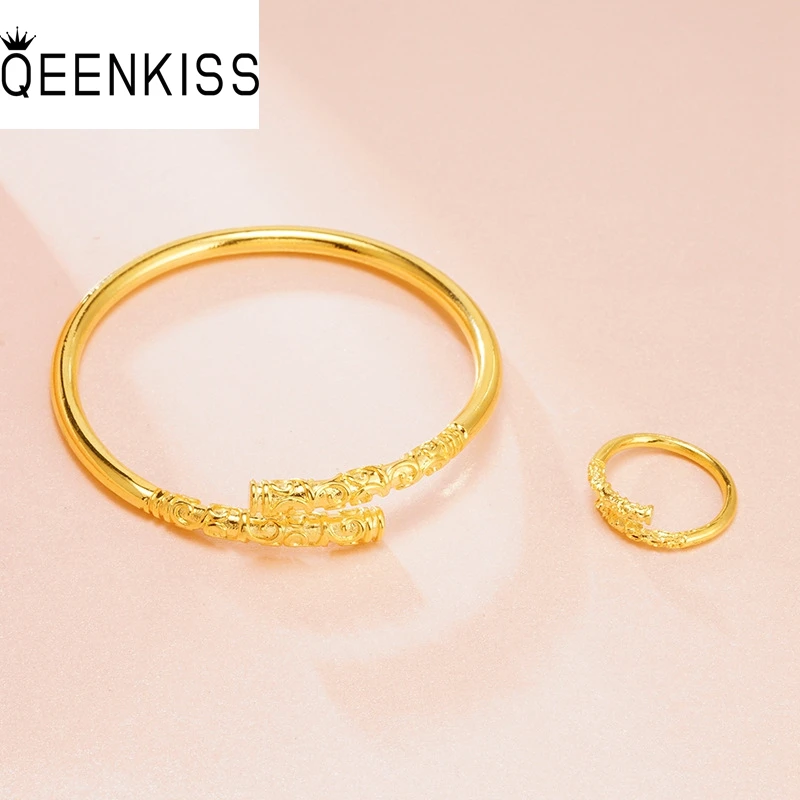 QEENKISS Gold Vintage Wukong Golden Cudgel Bracelets For Women Men Wedding Party Birthday Christmas Lovers Couple Gifts JS520