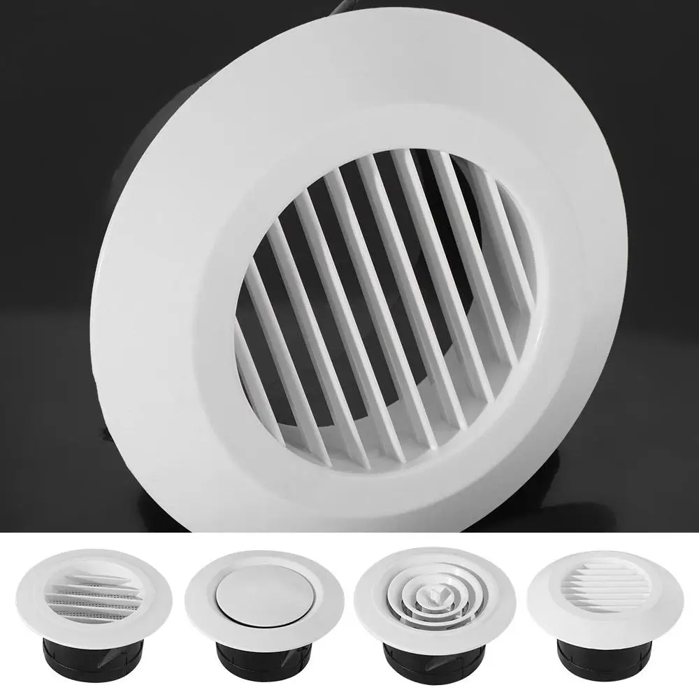 Adjustable Round Air Vent Extract Valve 75-200mm White Air Vent Extract Valve Grille Plastic Wall Mount