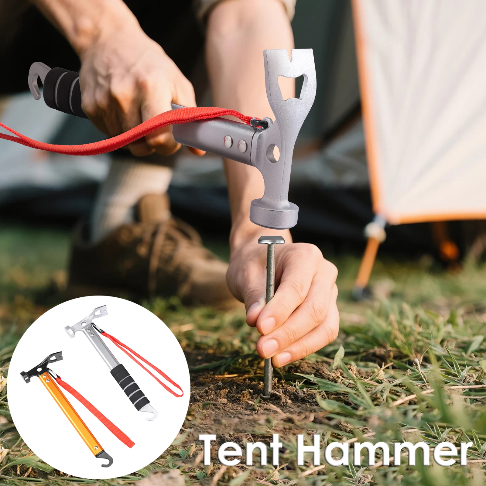 

29/30 см молоток для палатки, алюминиевый навес для палатки, молоток для улицы, многофункциональный молоток для кемпинга с крючком, оборудование для выживания в полевых условиях