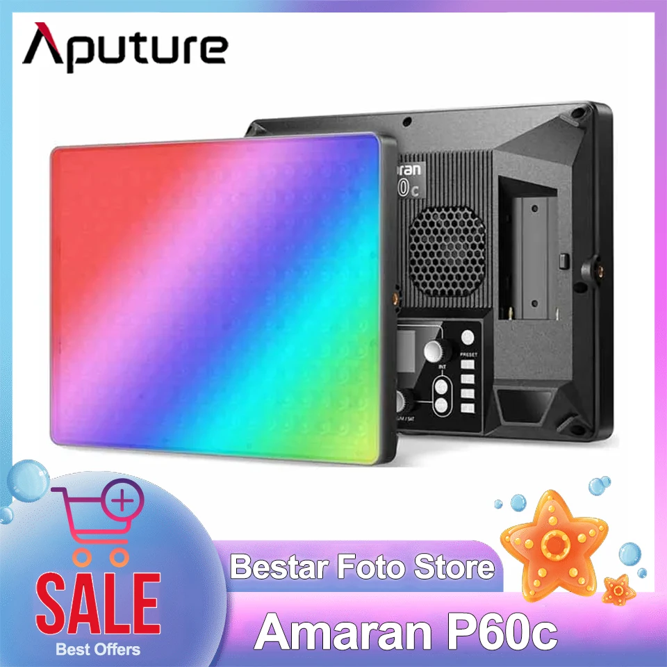 Aputure Amaran P60c LED Photography Panel Light RGB Full-color 3200K-6500K Vide Light Controlled by Sidus Link App