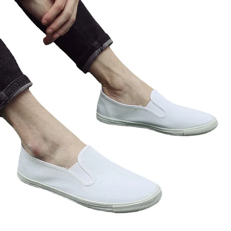 Women Vulcanized Shoes Spring and Autumn New Unisex Work Shoes Casual Lazy Canvas Slip on White Labor Protection Shoes