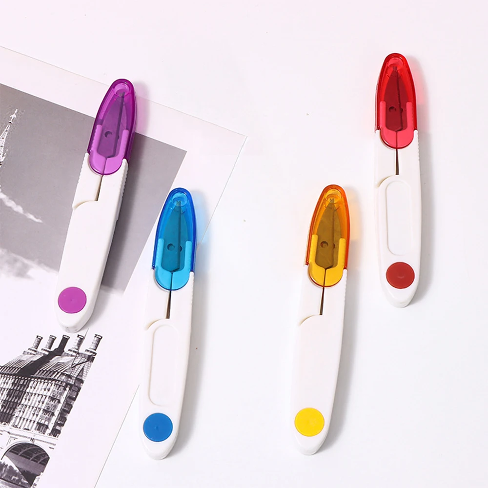 Embroidery Scissors With Cover Plastic Handle Sewing Snip Thread Cutter Tailor Scissors For DIY Craft Embroidery Sewing Supplies