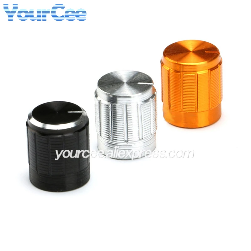 10pcs/1pc Potentiometer Knobs 15mmx16.5mm Caps Cap Knurled Shaft for 3590S WH118 RV24YN20S Aluminum Alloy Switch Knob Cover