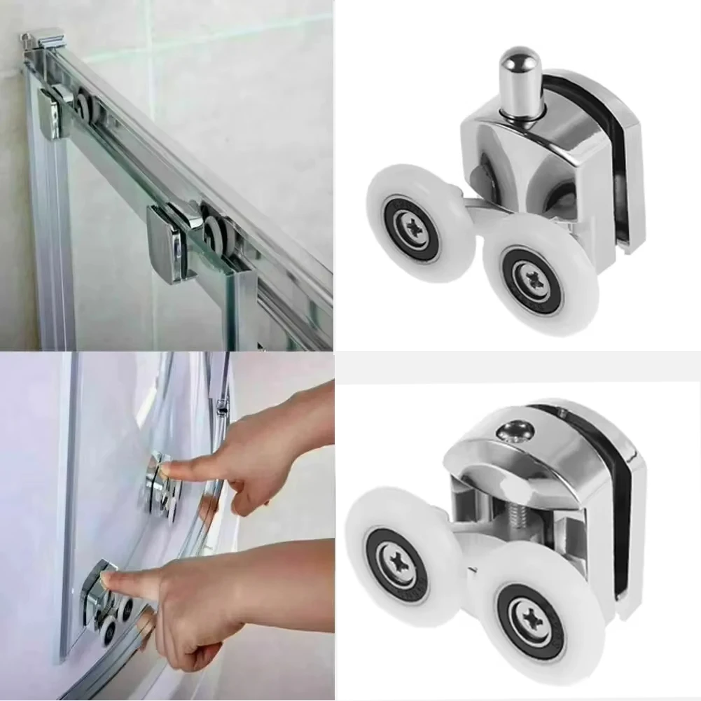 4/8/16Pcs Shower Screen Door Rollers Zinc Alloy Runners Wheels Twin Top Replacement Shower Wheel Runner Pulleys for12-14mm glass