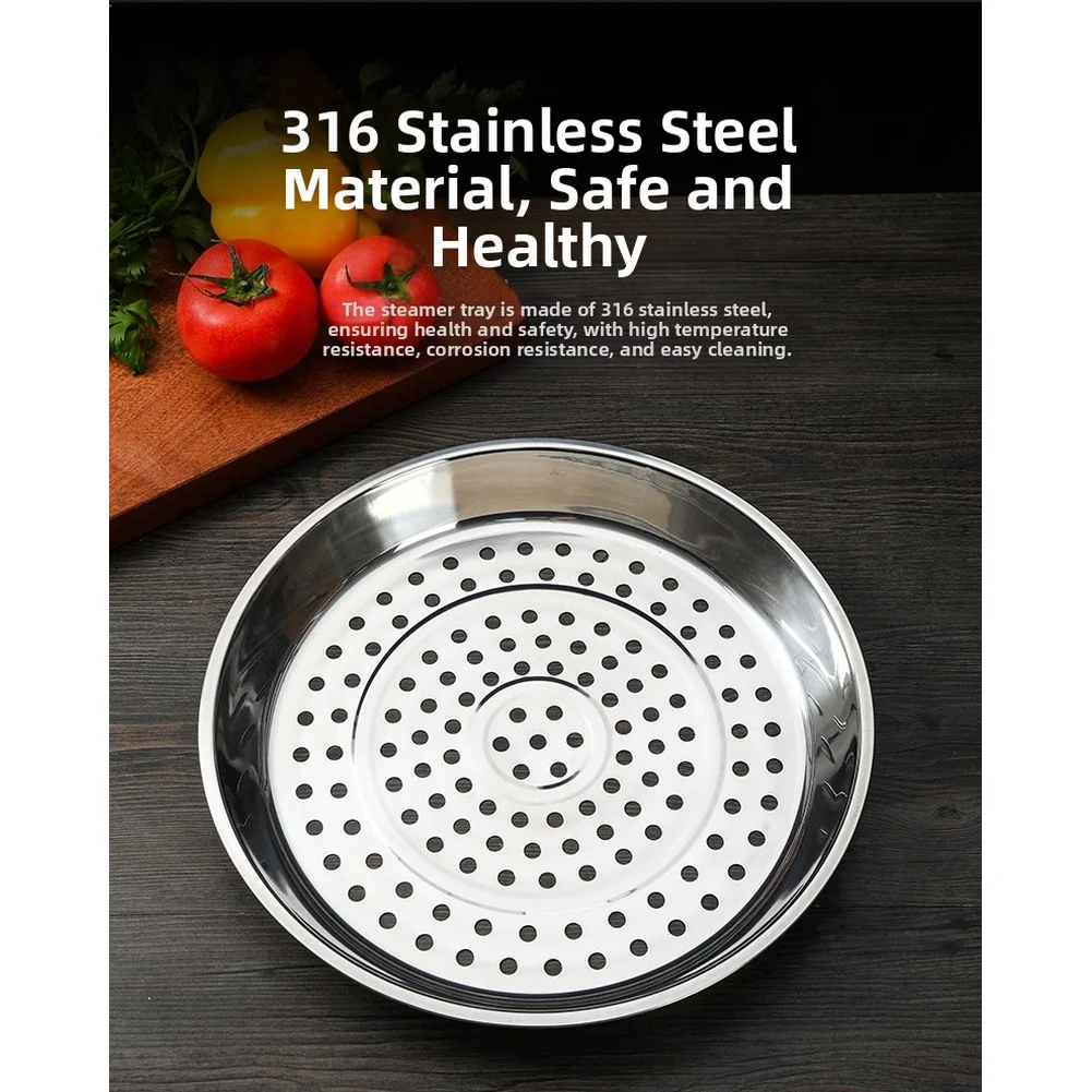 Stainless Steel Steamer Basket for Wok Constructed from 316 Stainless Steel with Dense Holes and Thickened Design