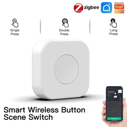 Mini Botón de Escena Inteligente inalámbrico Zigbee, interruptor de una tecla, Control remoto por aplicación Tuya Smart Life, automatización del hogar, funciona con ZigBee Hub
