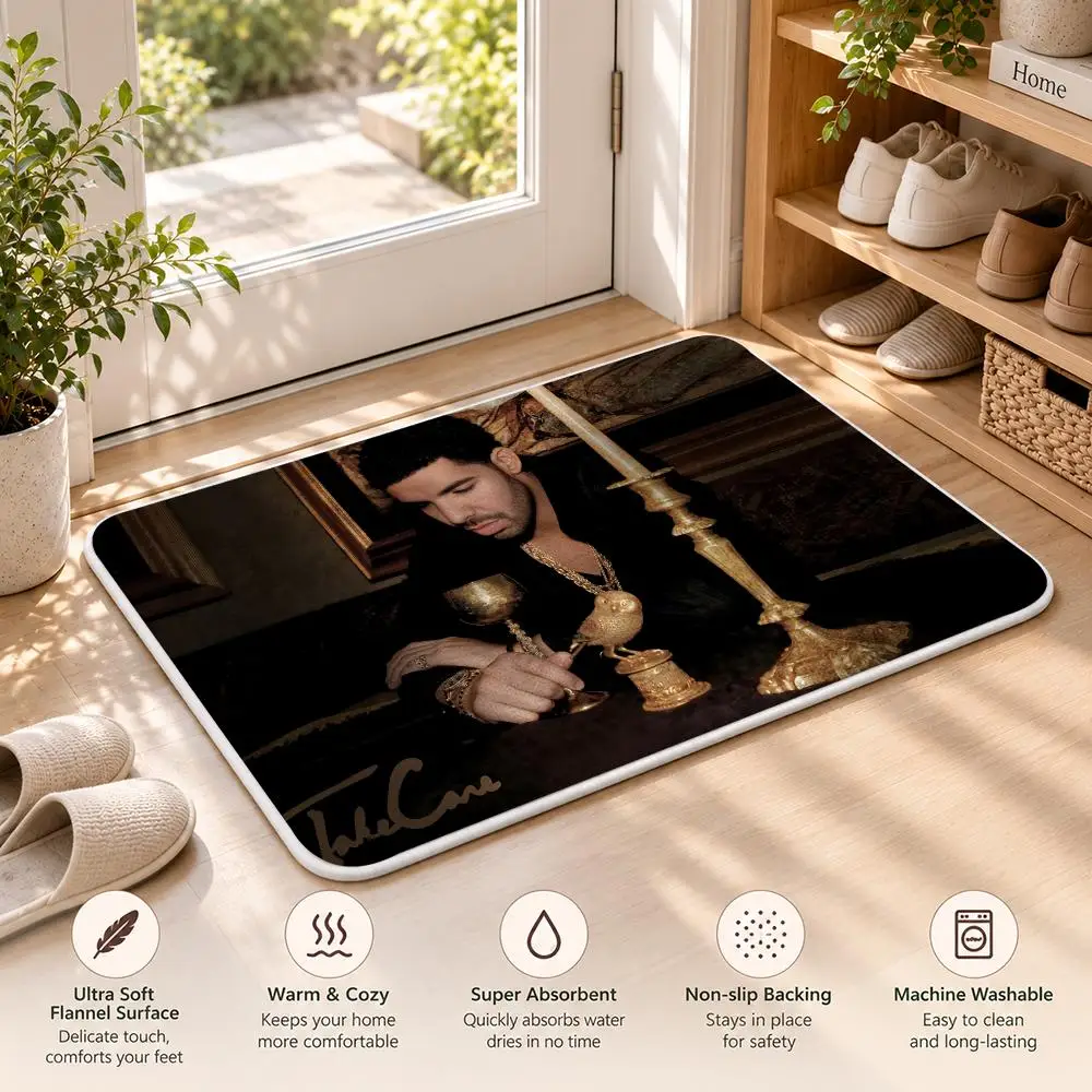 D-Drake Cool Rap Music Album Floor Mat Flannel Rug Soft Non Slip Door Mat For Bathroom Bedroom Kitchen Living Room Home Decor