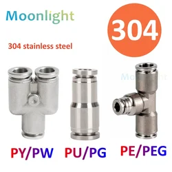 PG PEG 304 stainless steel metal Pneumatic Fittings Pipe Connector Tube 4 6mm OD Hose Reducing 10 12mm Push In Air Quick Fitting