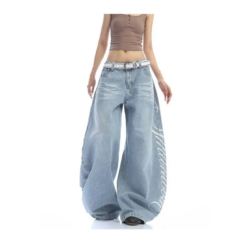 Jean Vintage brodé Harajuku pour femmes, Baggy bleu Y2k, pantalon en Denim pour petit ami des années 2021, Streetwear, vêtements, automne 2000