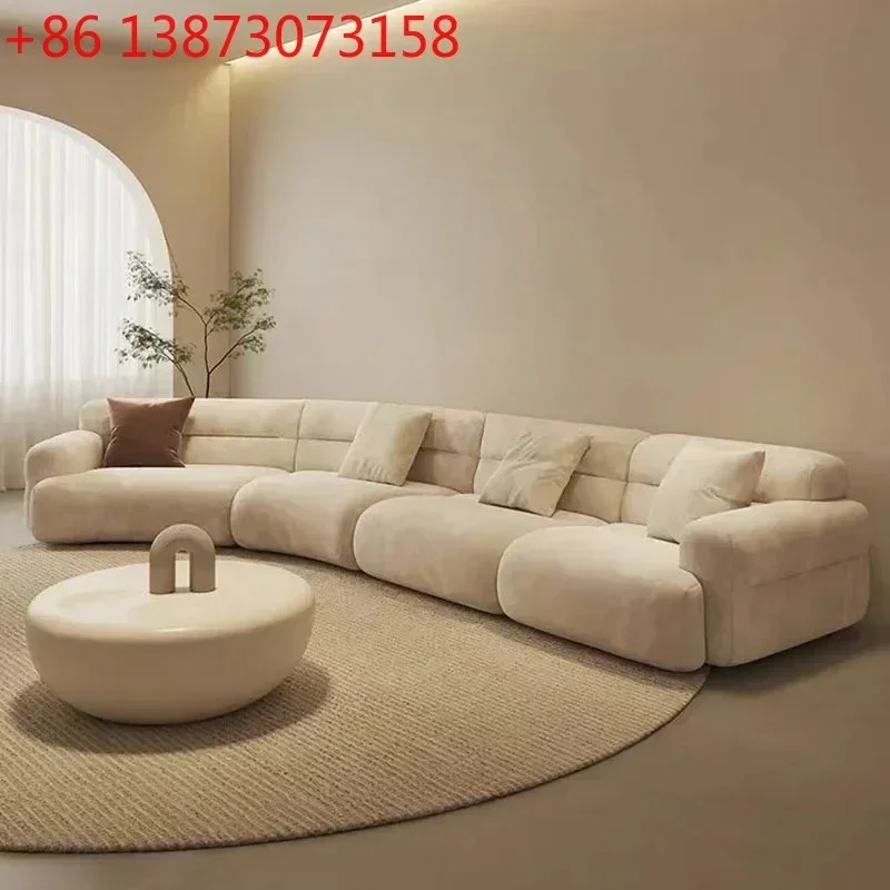 

54Nordic cream fabric curved sofa designer light luxury small apartment living room sofa